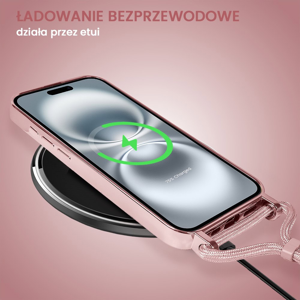 Etui do iPhone 16 Plus Magsafe Slim Crossbody, jak torebka, różowe (OUTLET)