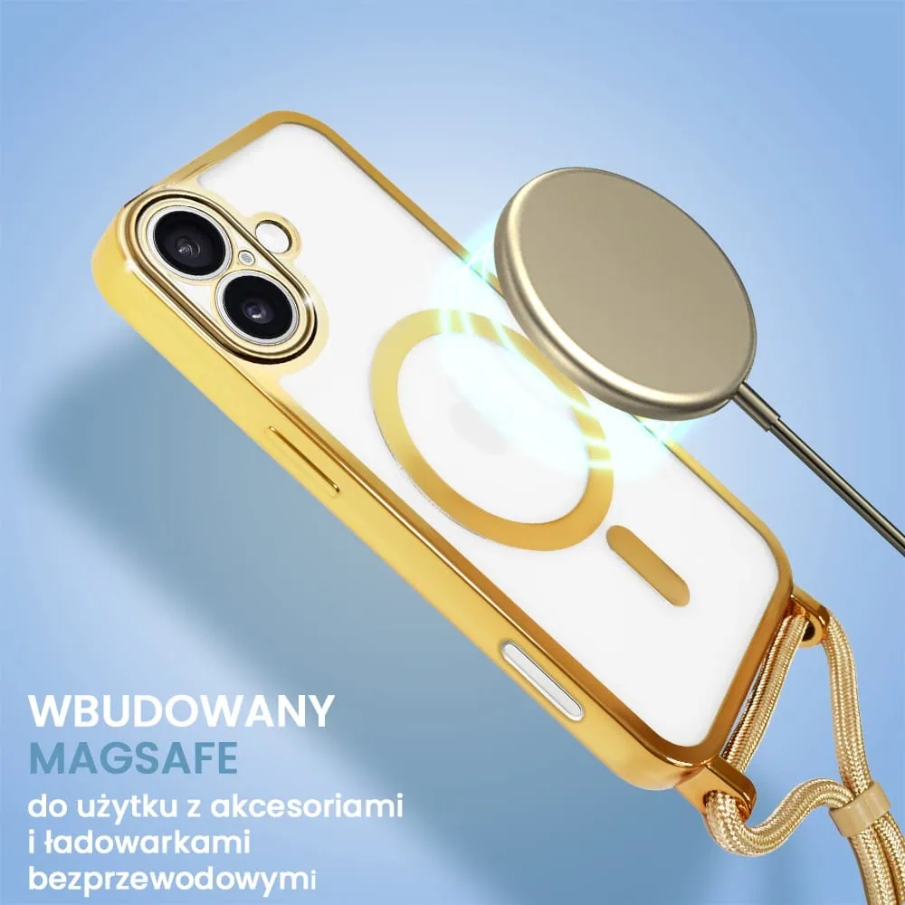 Etui do iPhone 16 Magsafe Slim Crossbody, jak torebka, złote