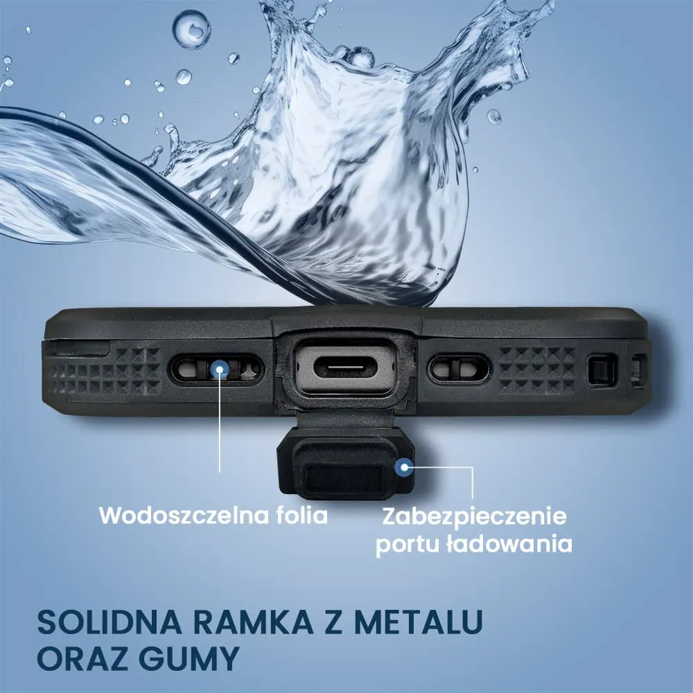 Etui do iPhone 16 Plus TOTAL Protect z Magsafe, wodoodporne, metalowe, przeźroczyste, czarne