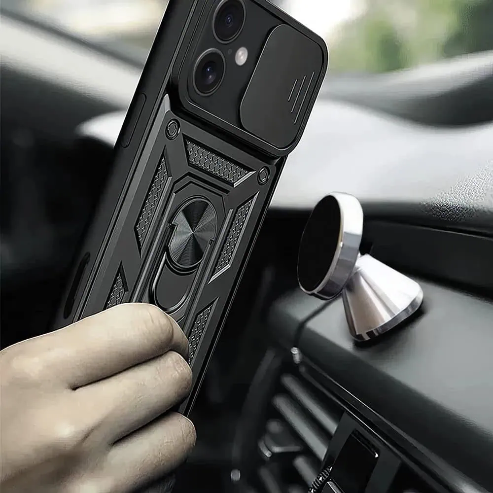 Etui do iPhone 16 pancerne z magnetycznym uchwytem, osłona kamery, czarne