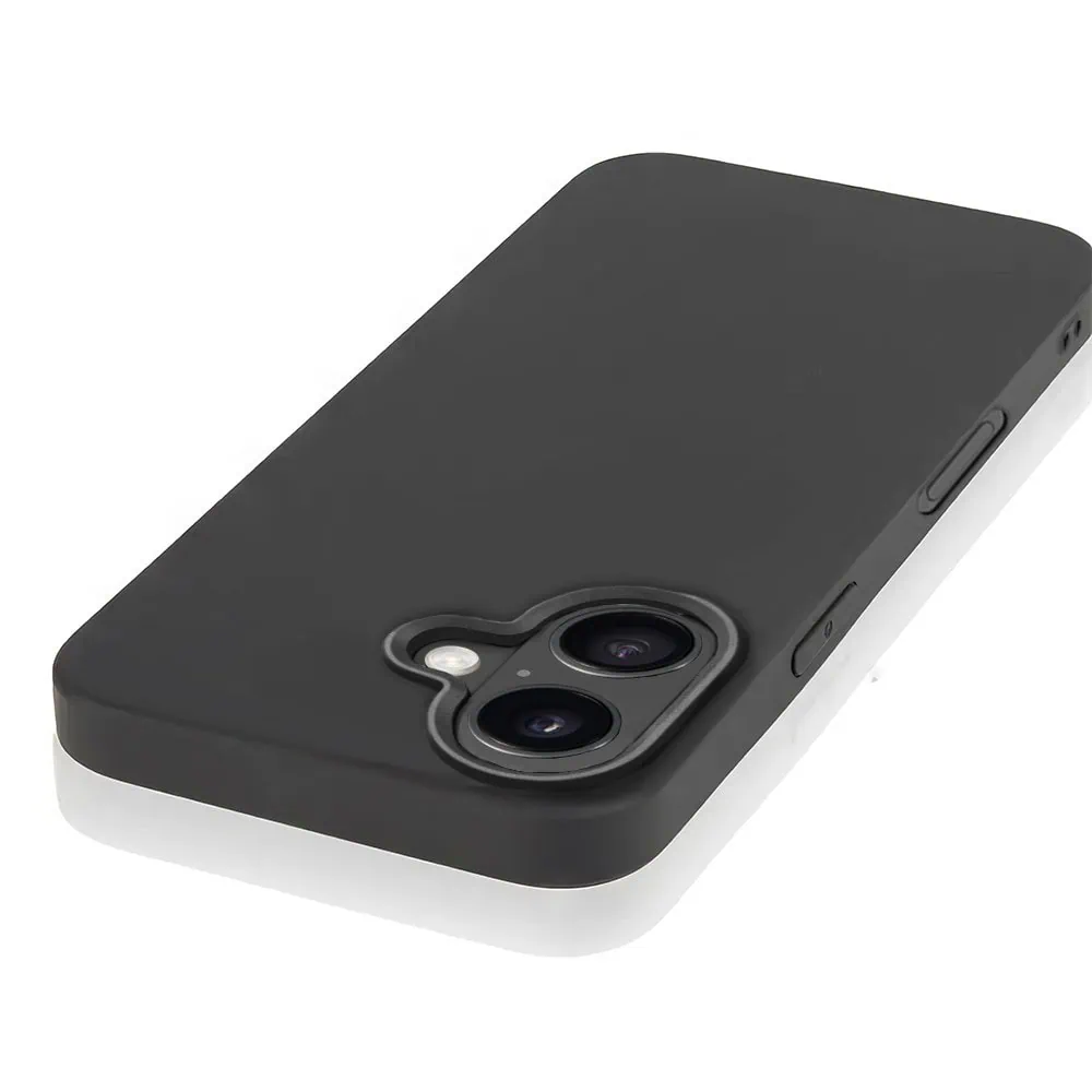 Etui do iPhone 16 silikonowe z mikrofibrą soft touch z osłoną na aparat, czarne