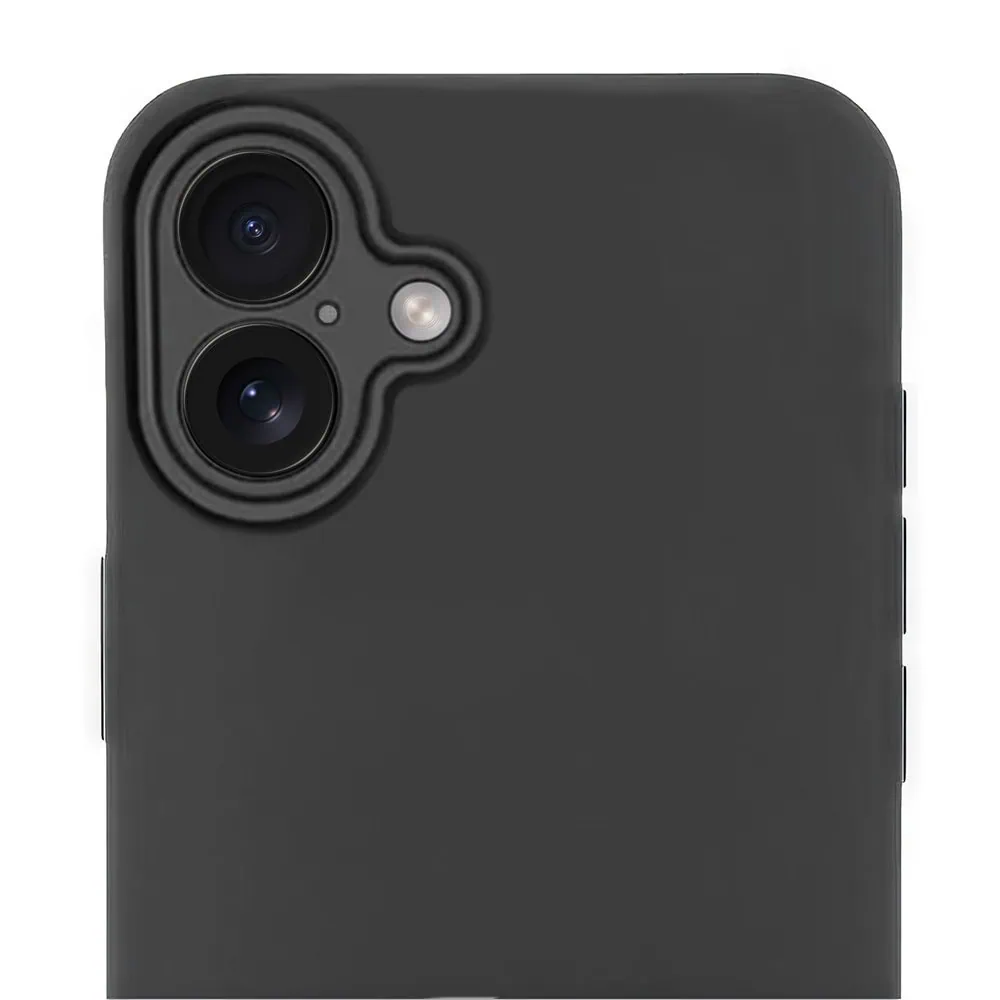 Etui do iPhone 16 silikonowe z mikrofibrą soft touch z osłoną na aparat, czarne