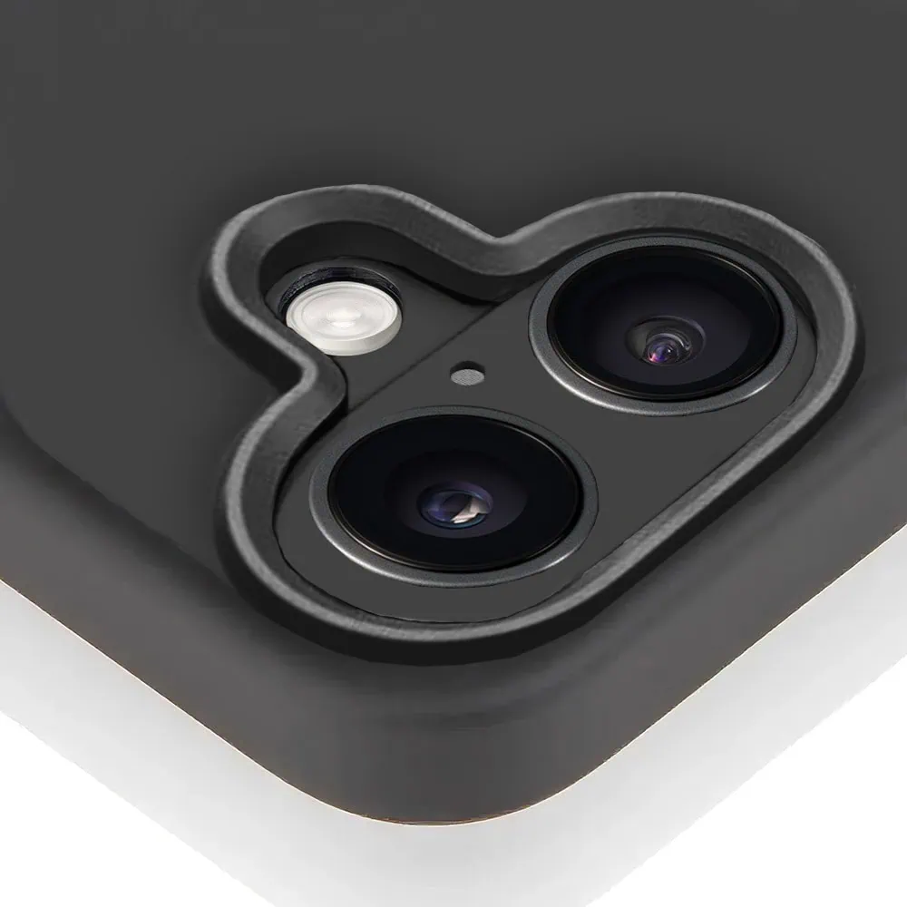 Etui do iPhone 16 silikonowe z mikrofibrą soft touch z osłoną na aparat, czarne