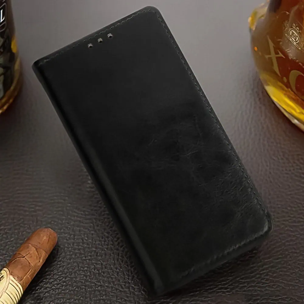 Etui do iPhone 16 Plus zamykane, eleganckie skórzane, czarne