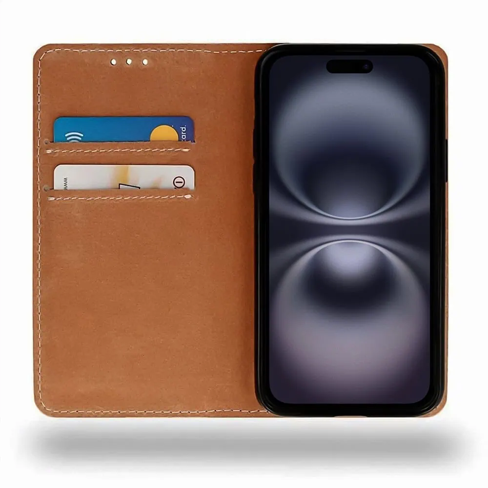 Etui do iPhone 16 Plus zamykane, eleganckie skórzane, czarne