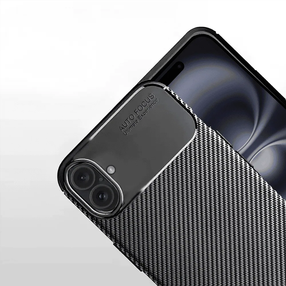Etui do iPhone 16 eleganckie karbonowe, czarne