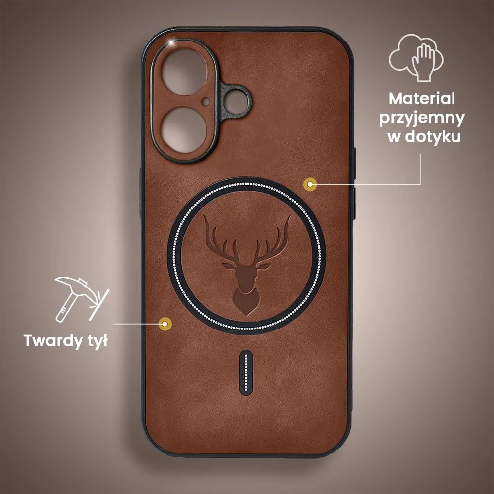 Etui do iPhone 16 Alcantara Magsafe Cover, przyjemne w dotyku, brązowe