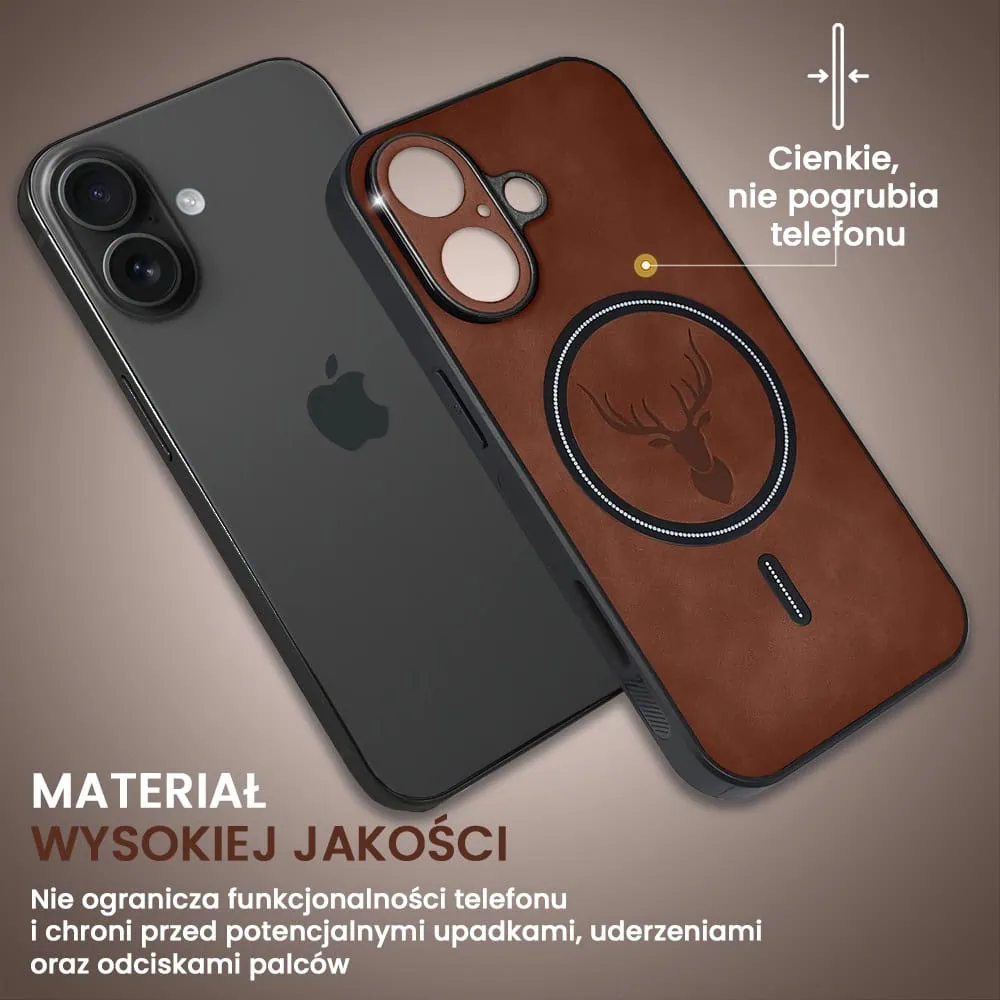 Etui do iPhone 16 Alcantara Magsafe Cover, przyjemne w dotyku, brązowe