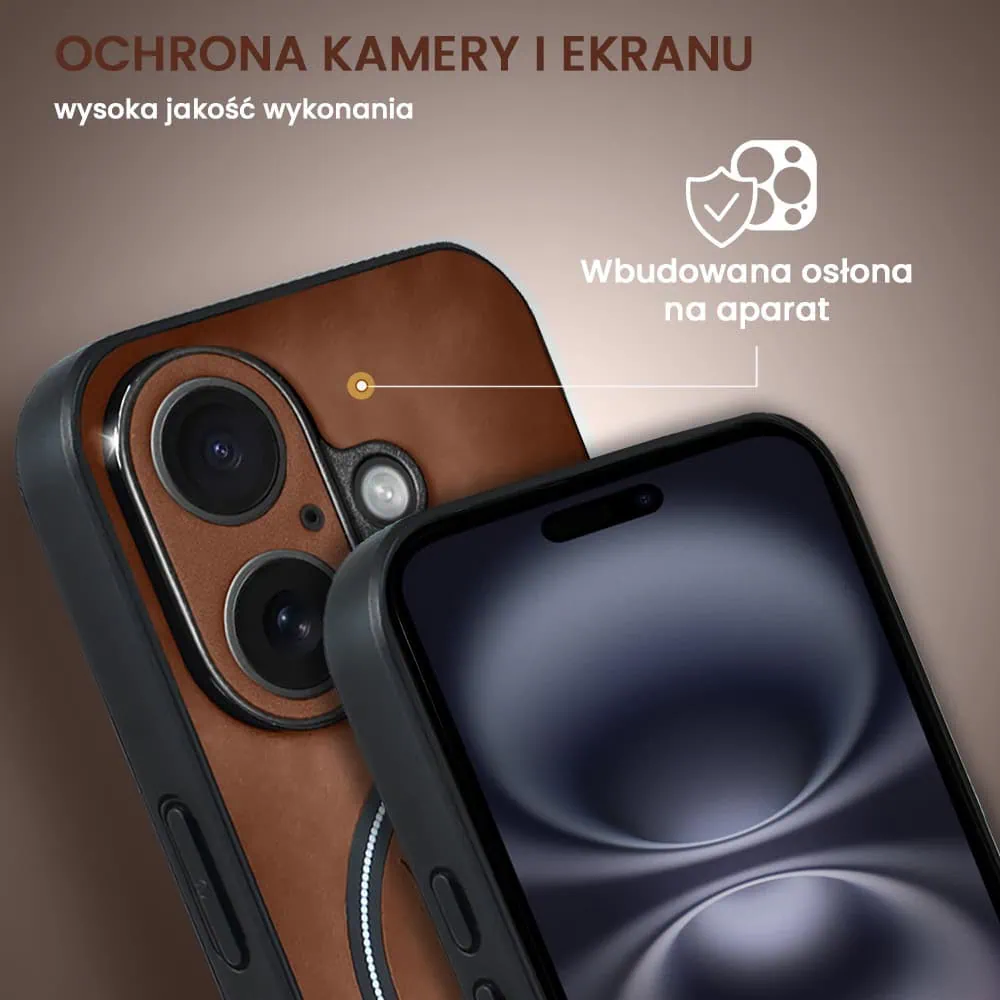 Etui do iPhone 16 Alcantara Magsafe Cover, przyjemne w dotyku, brązowe