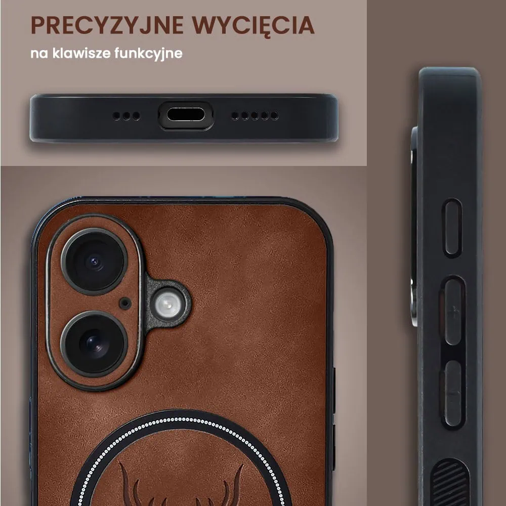 Etui do iPhone 16 Alcantara Magsafe Cover, przyjemne w dotyku, brązowe