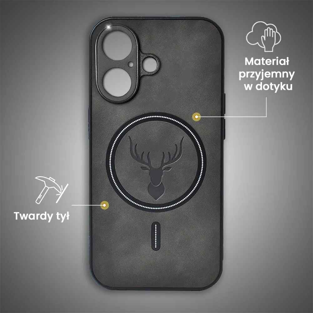 Etui do iPhone 16 Alcantara Magsafe Cover, przyjemne w dotyku, czarne