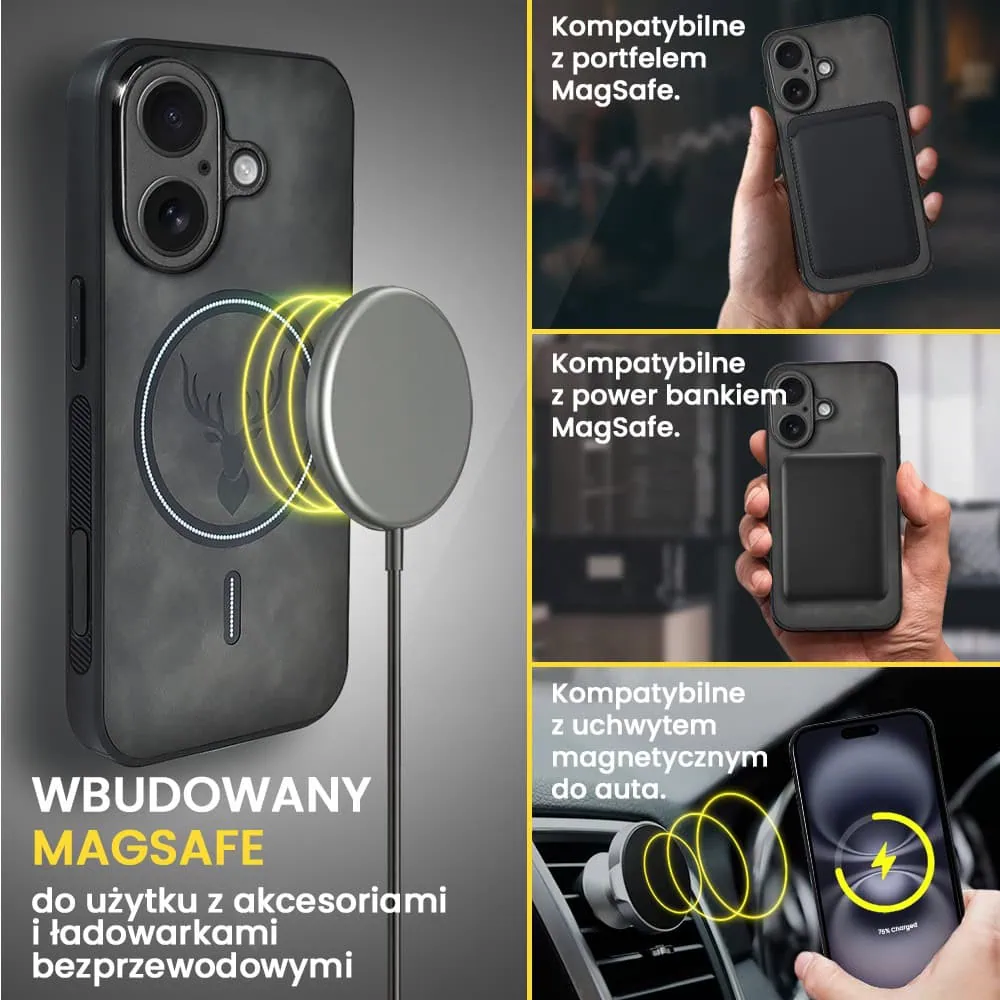 Etui do iPhone 16 Alcantara Magsafe Cover, przyjemne w dotyku, czarne
