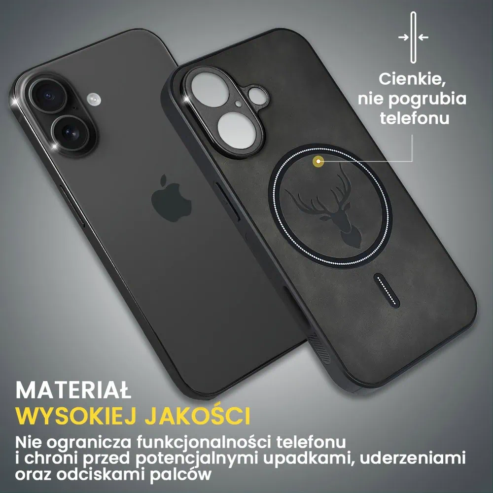 Etui do iPhone 16 Alcantara Magsafe Cover, przyjemne w dotyku, czarne