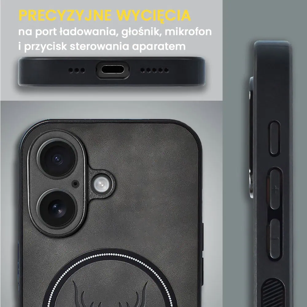 Etui do iPhone 16 Alcantara Magsafe Cover, przyjemne w dotyku, czarne