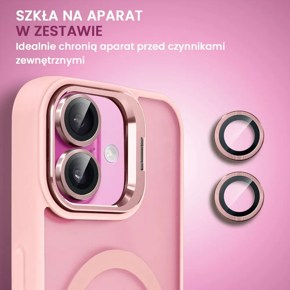Etui do iPhone 16 Plus Arctic Stand, półprzeźroczyste, z osłoną aparatu i podstawką, różowe