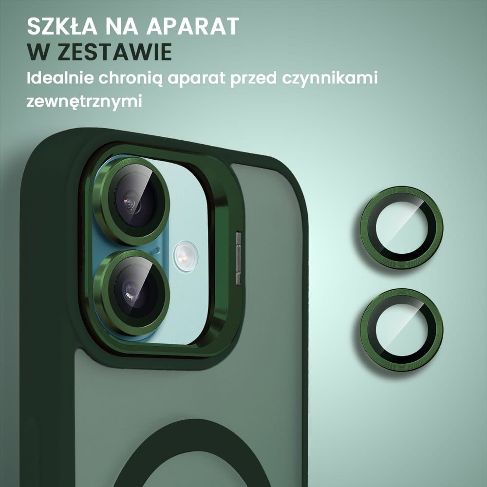 Etui do iPhone 16 Arctic Stand, półprzeźroczyste, z osłoną aparatu i podstawką, zielone