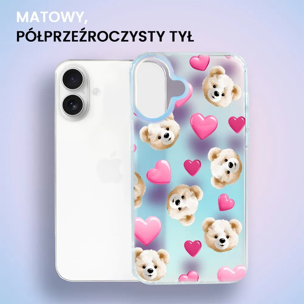 Etui do iPhone 16 Bear With Me, Love Mood, miś i serduszka, zmieniające kolor