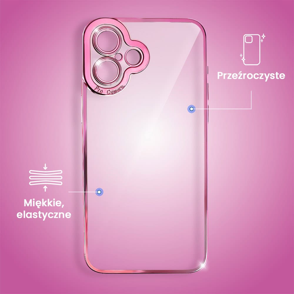 Etui do iPhone 16 Camera High PRO z osłoną kamery, różowe złoto