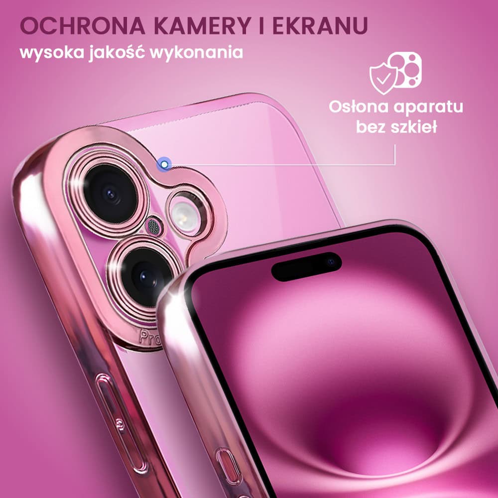 Etui do iPhone 16 Camera High PRO z osłoną kamery, różowe złoto