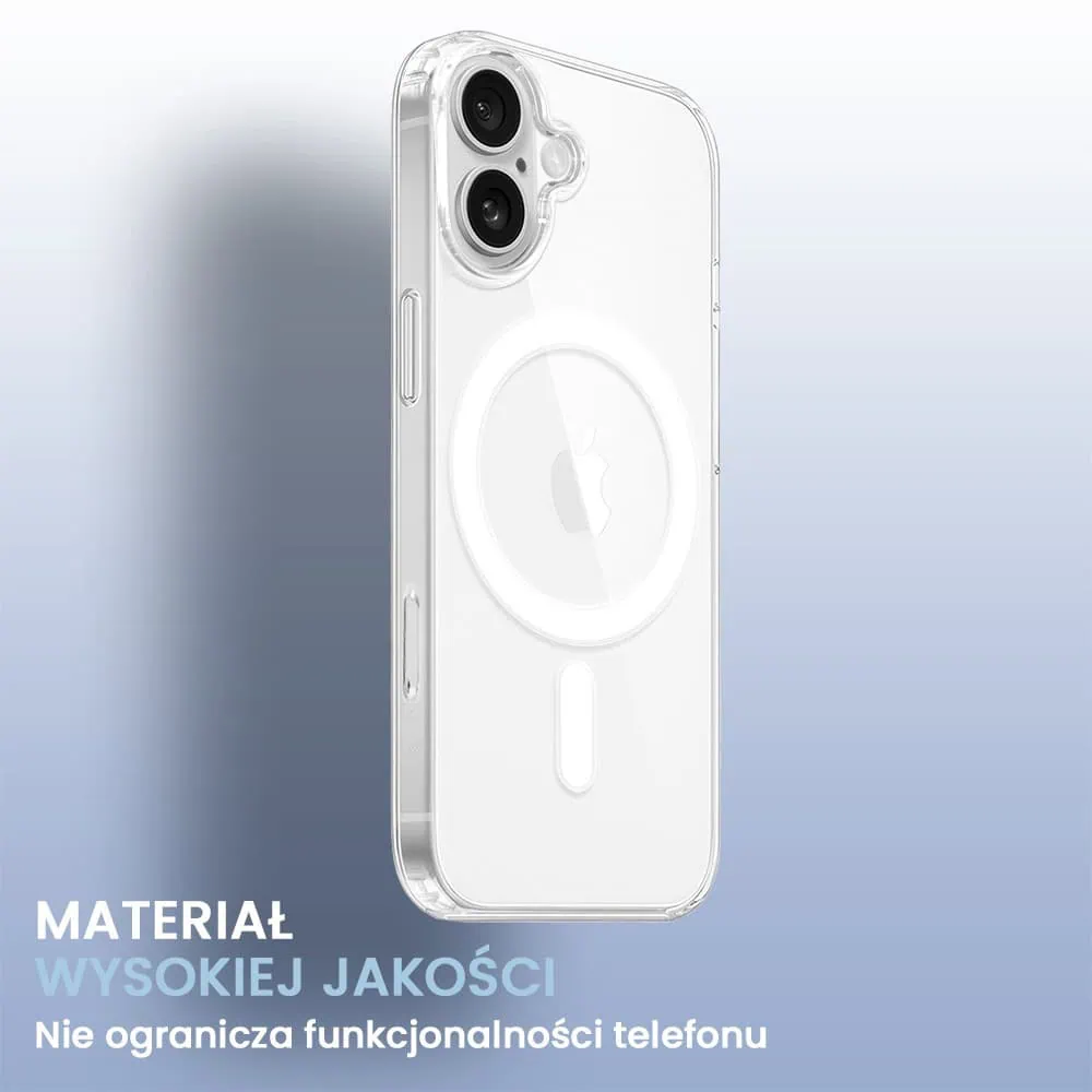 Etui do iPhone 16 Clear Case, twardy tył z MagSafe, przeźroczyste