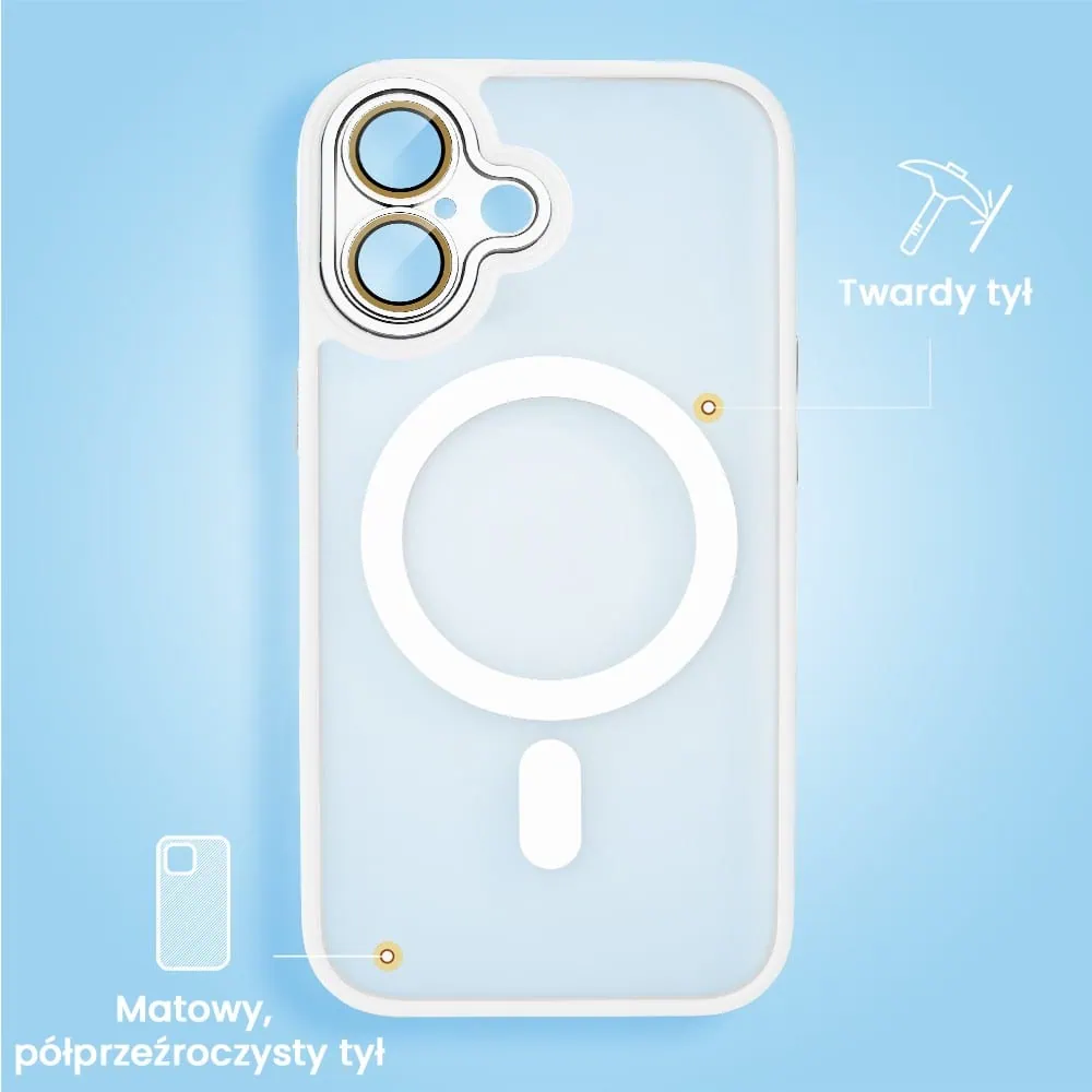 Etui do iPhone 16 Plus Color Flush z Magsafe, z osłoną aparatu, białe (OUTLET)