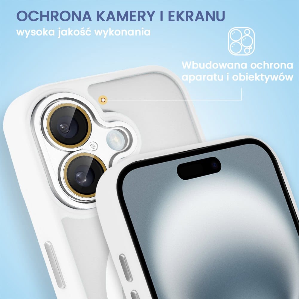 Etui do iPhone 16 Plus Color Flush z Magsafe, z osłoną aparatu, białe (OUTLET)