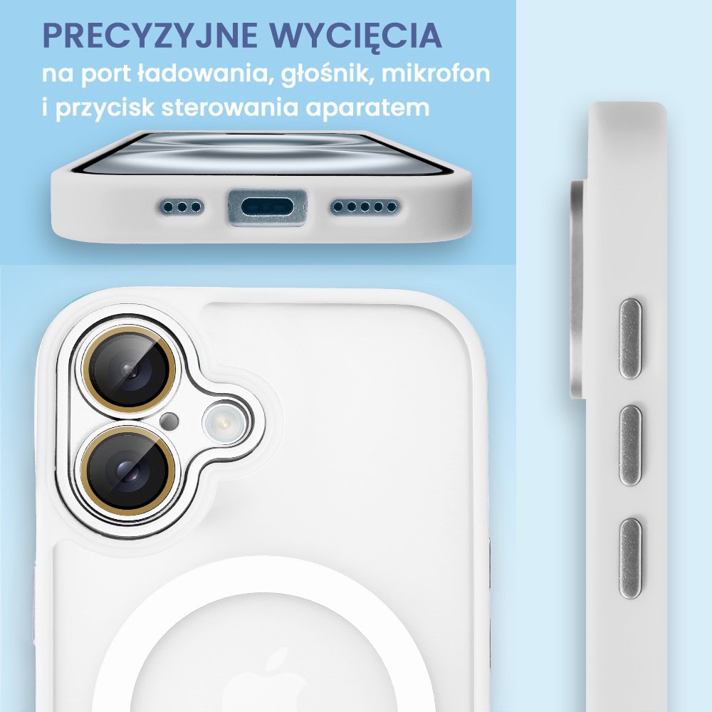 Etui do iPhone 16 Plus Color Flush z Magsafe, z osłoną aparatu, białe (OUTLET)
