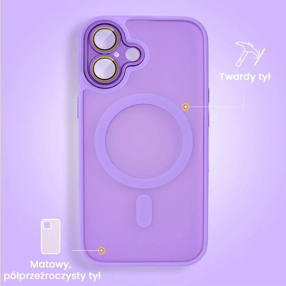 Etui do iPhone 16 Plus Color Flush z Magsafe, z osłoną aparatu, fioletowe