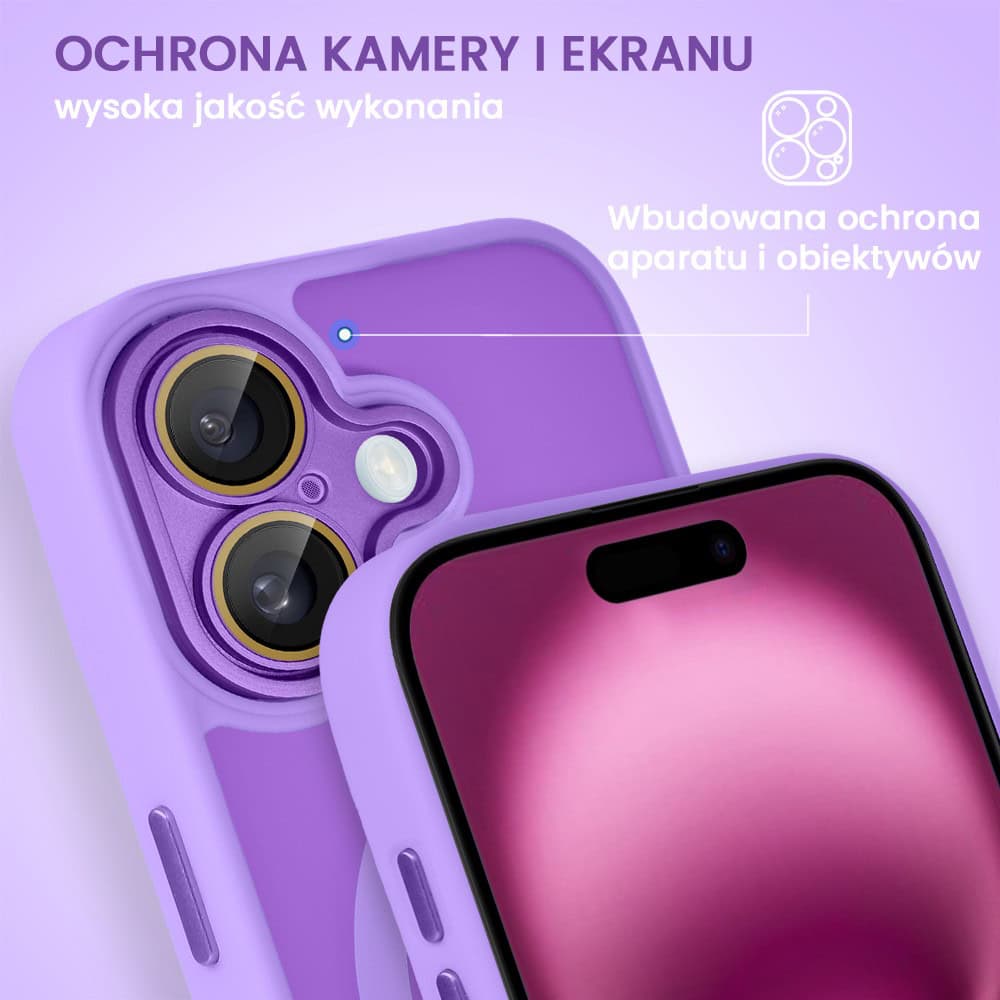 Etui do iPhone 16 Plus Color Flush z Magsafe, z osłoną aparatu, fioletowe