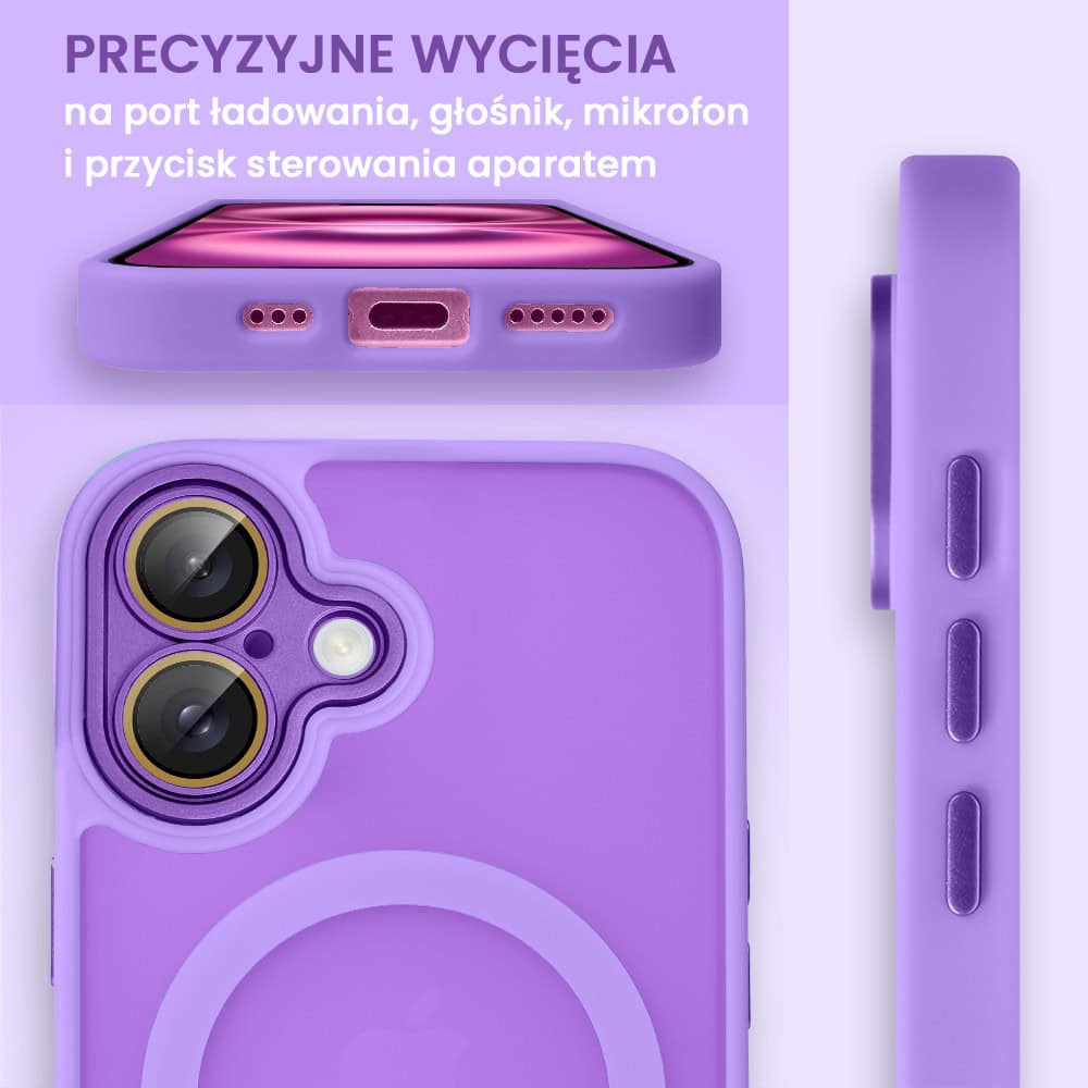 Etui do iPhone 16 Plus Color Flush z Magsafe, z osłoną aparatu, fioletowe