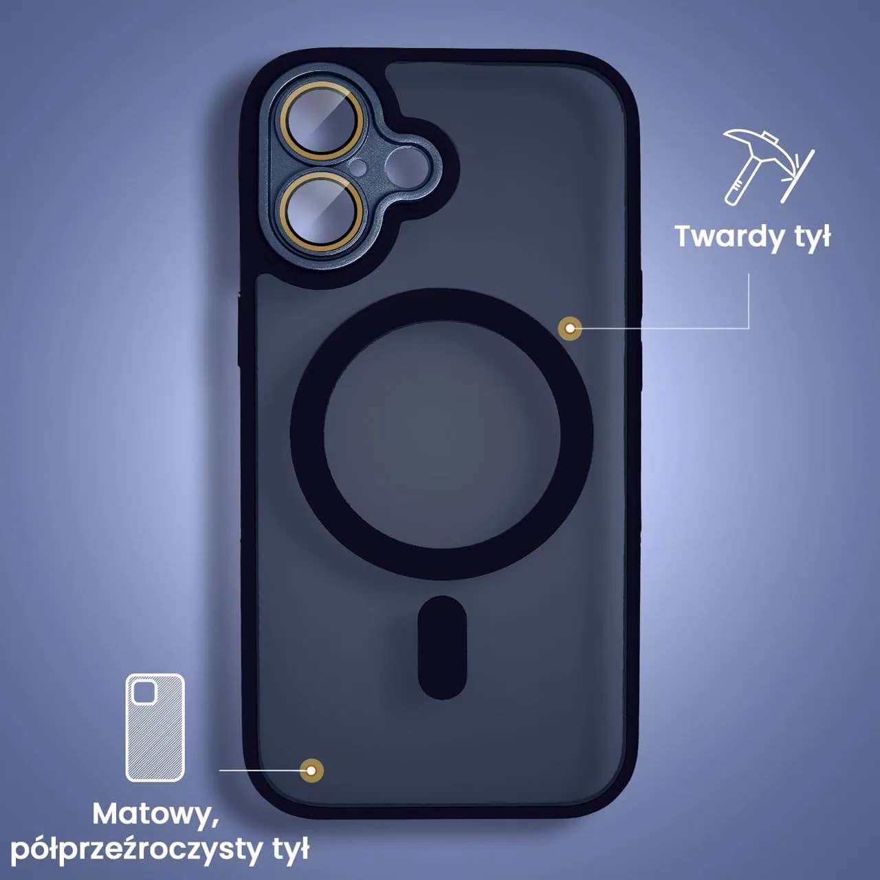 Etui do iPhone 16 Plus Color Flush z Magsafe, z osłoną aparatu, granatowe