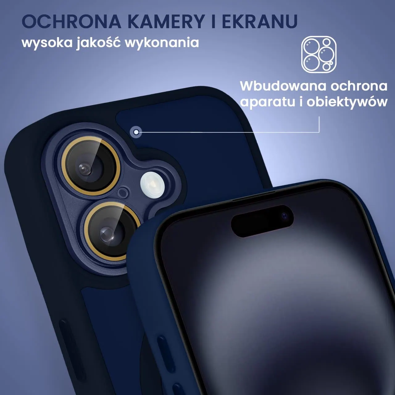 Etui do iPhone 16 Plus Color Flush z Magsafe, z osłoną aparatu, granatowe