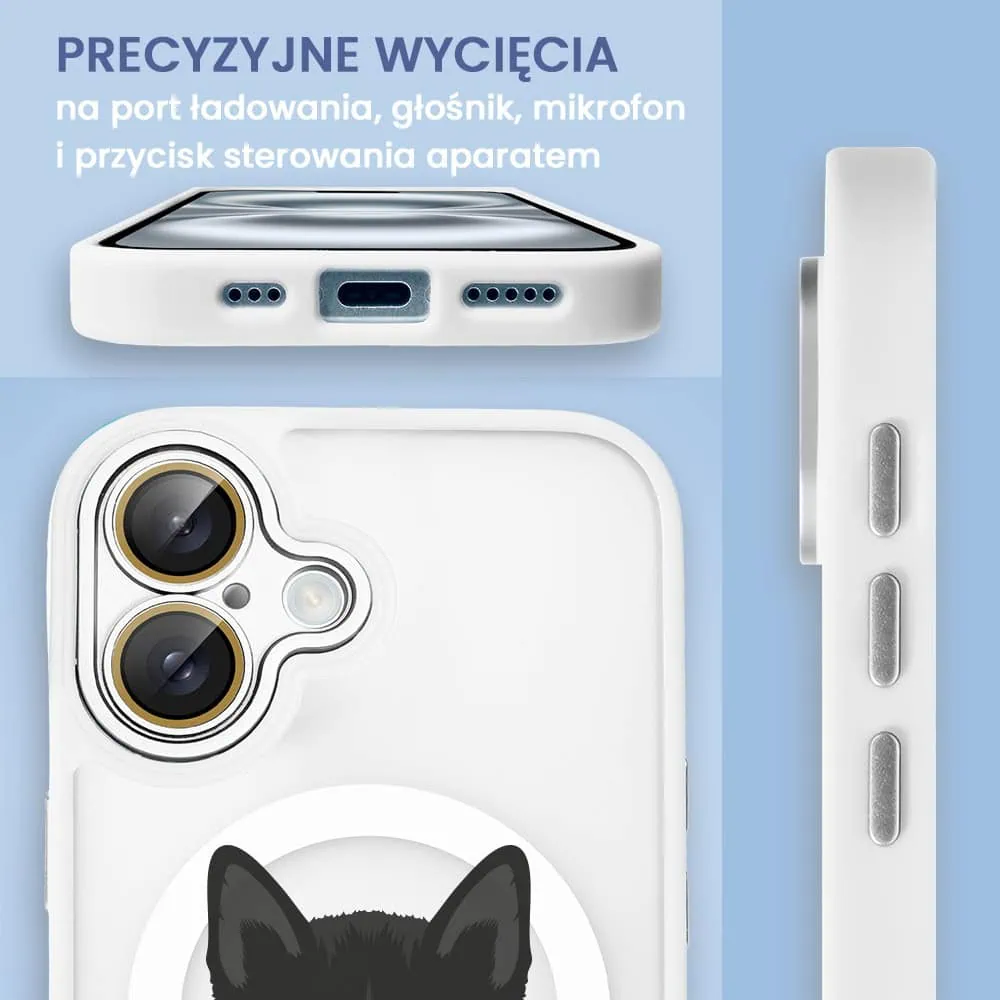 Etui do iPhone 16 Plus Color Flush z Magsafe, z osłoną aparatu, kot bombajski, białe