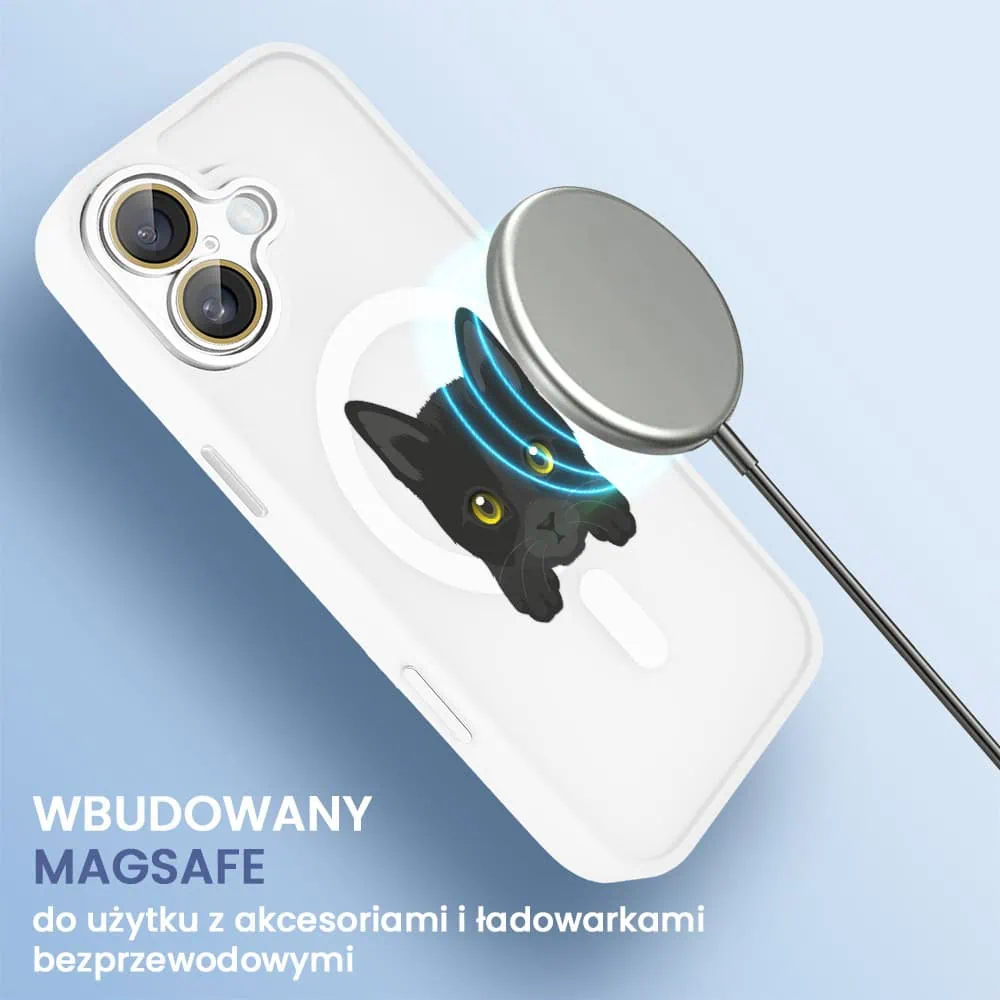Etui do iPhone 16 Plus Color Flush z Magsafe, z osłoną aparatu, kot bombajski, białe