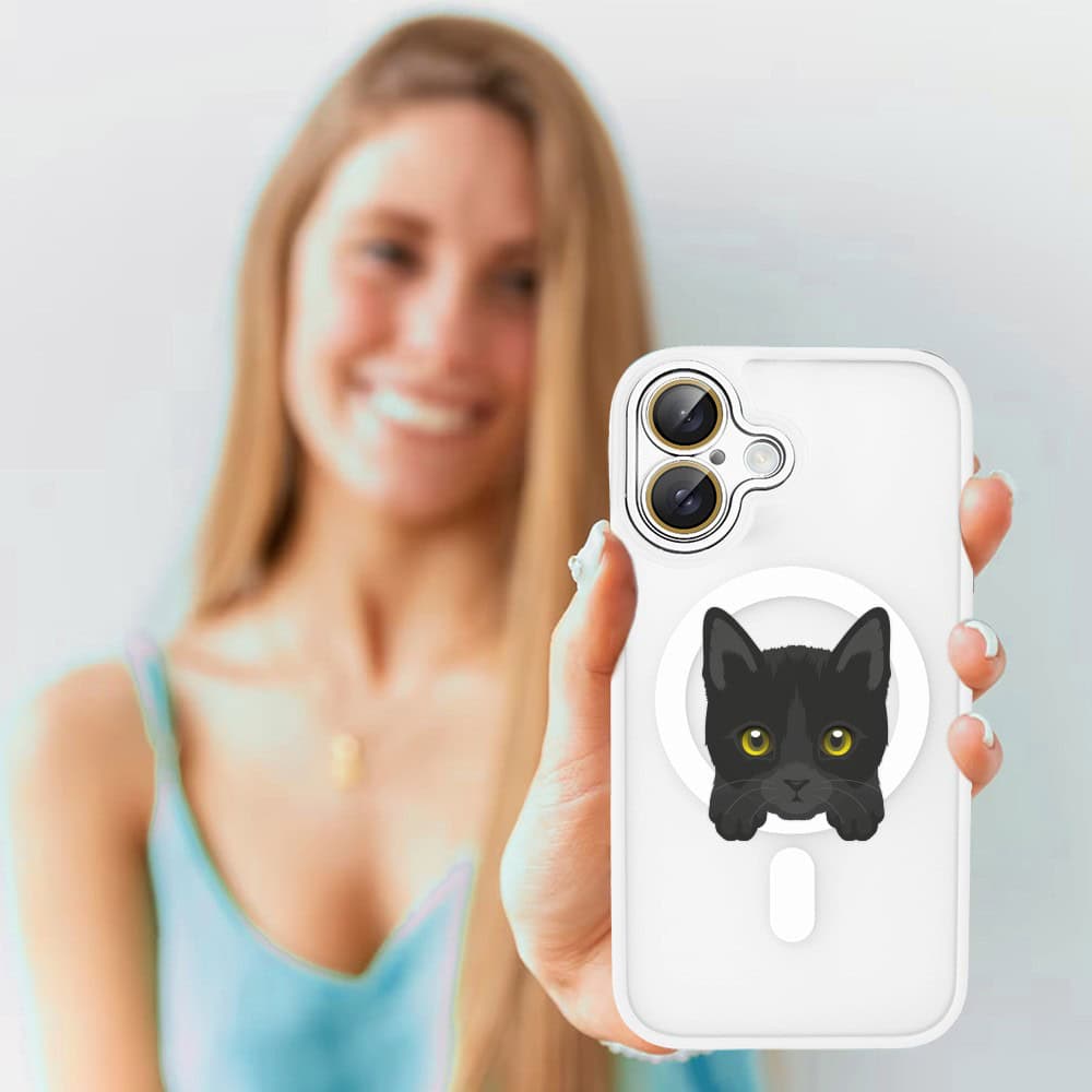 Etui do iPhone 16 Plus Color Flush z Magsafe, z osłoną aparatu, kot bombajski, białe