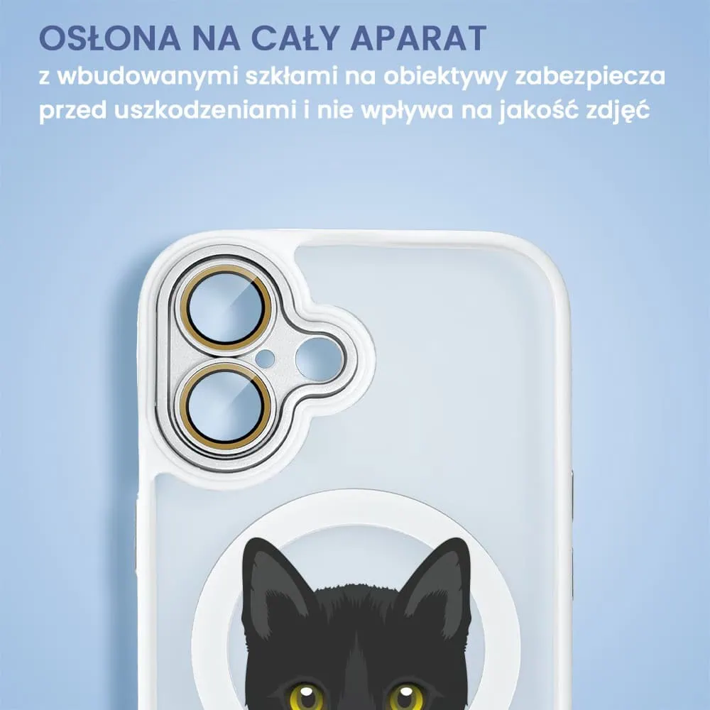 Etui do iPhone 16 Plus Color Flush z Magsafe, z osłoną aparatu, kot bombajski, białe