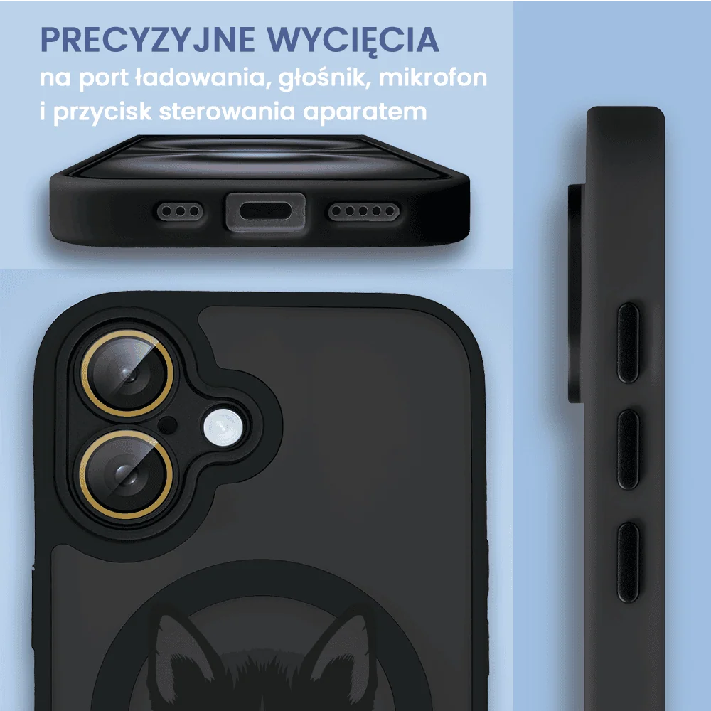 Etui do iPhone 16 Plus Color Flush z Magsafe, z osłoną aparatu, kot bombajski, czarne