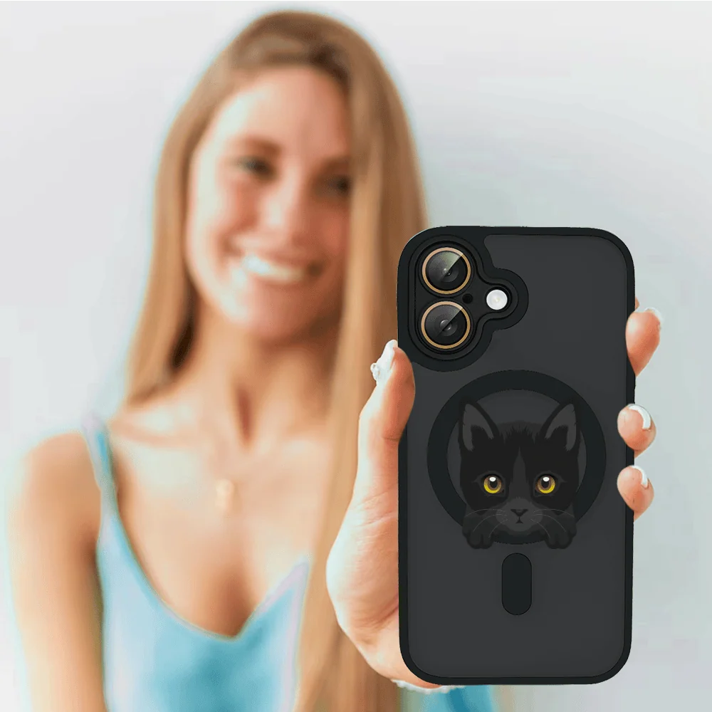 Etui do iPhone 16 Plus Color Flush z Magsafe, z osłoną aparatu, kot bombajski, czarne
