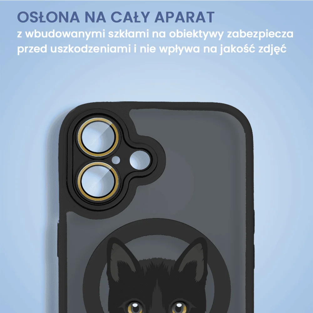 Etui do iPhone 16 Plus Color Flush z Magsafe, z osłoną aparatu, kot bombajski, czarne