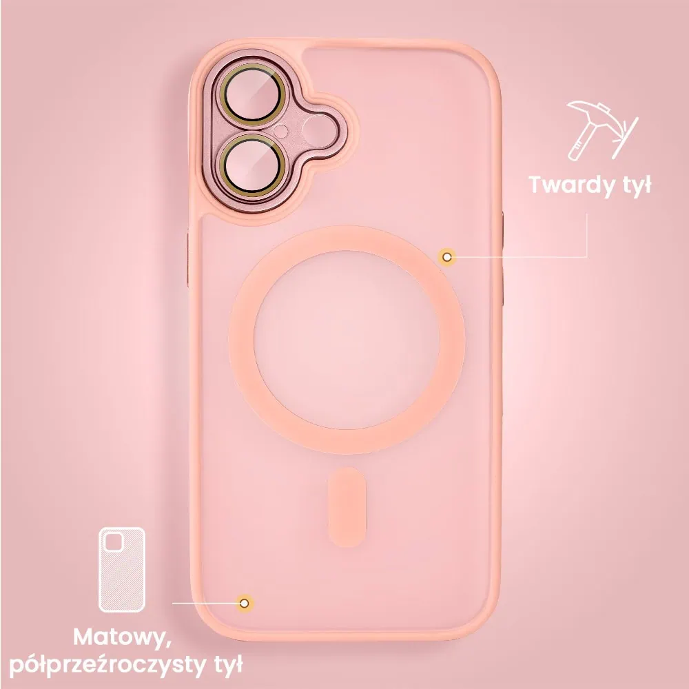 Etui do iPhone 16 Plus Color Flush z Magsafe, z osłoną aparatu, różowe