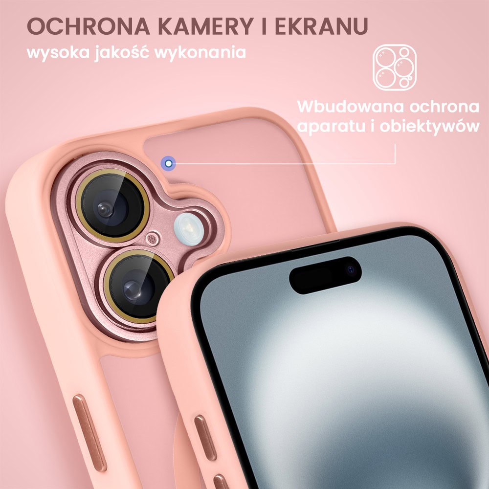 Etui do iPhone 16 Plus Color Flush z Magsafe, z osłoną aparatu, różowe