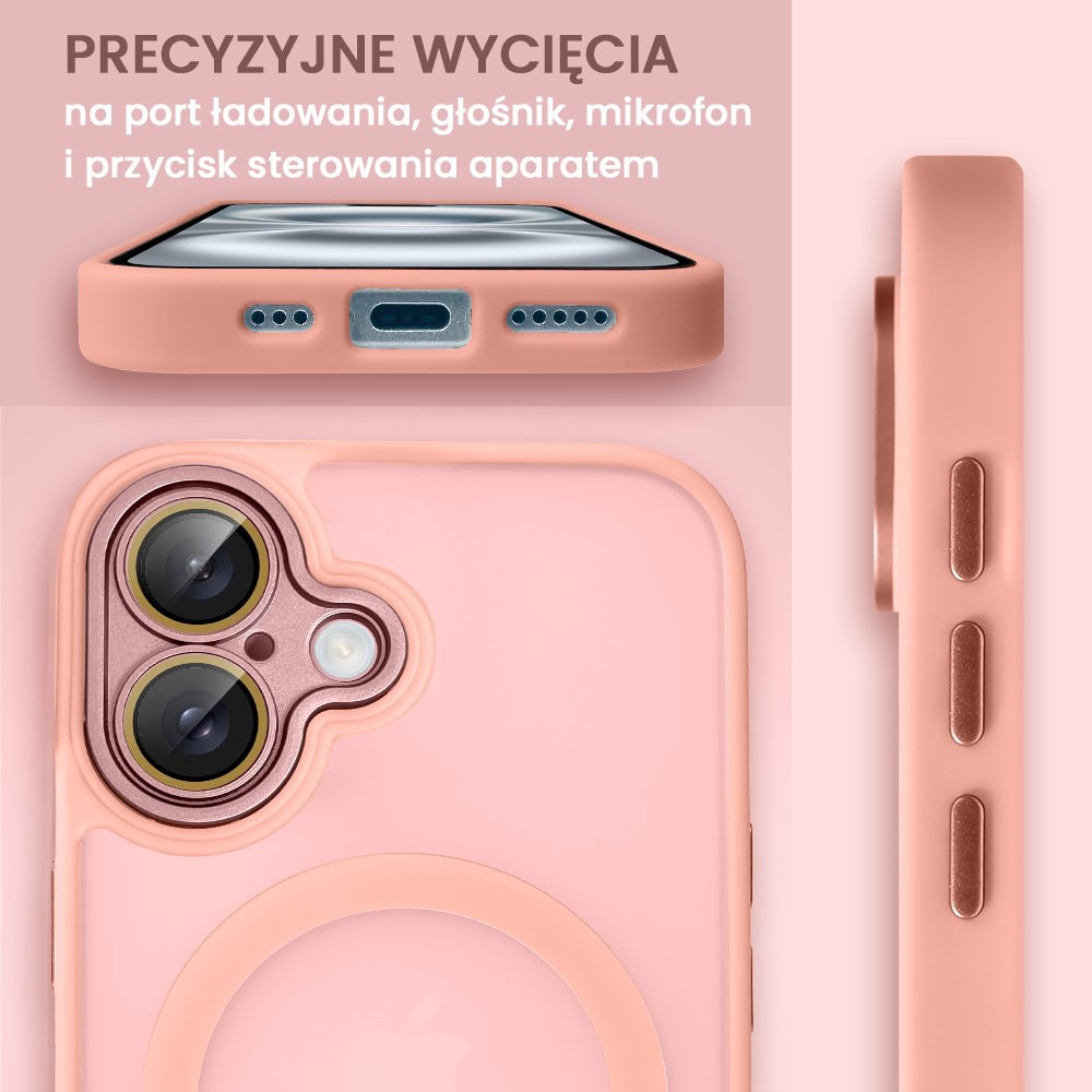 Etui do iPhone 16 Plus Color Flush z Magsafe, z osłoną aparatu, różowe