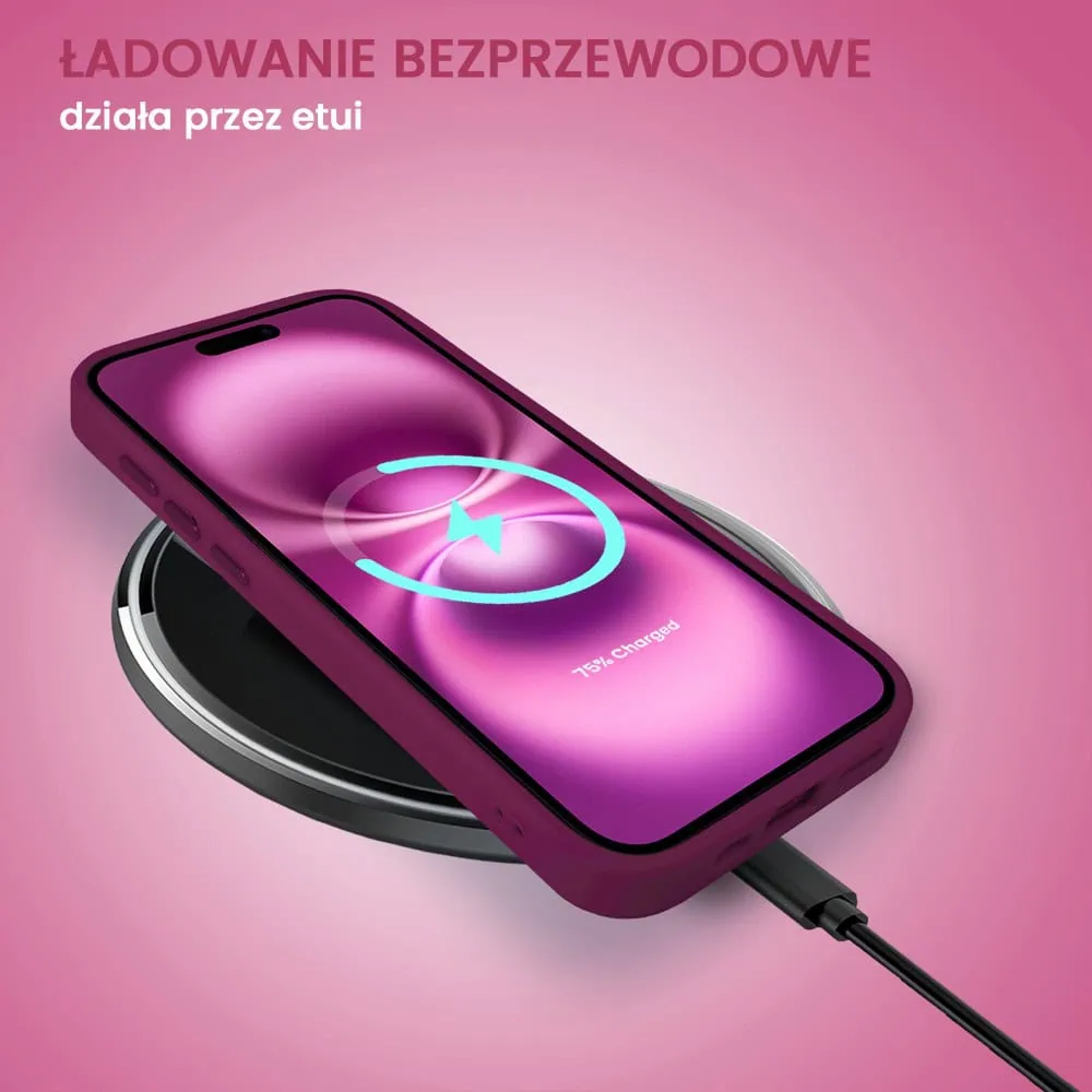 Etui do iPhone 16 Color Flush z Magsafe, z osłoną aparatu, wiśniowe (OUTLET)