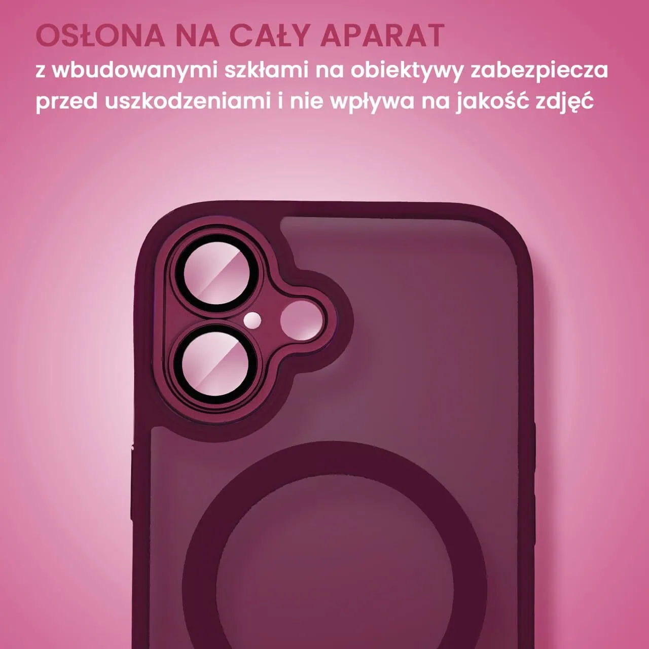 Etui do iPhone 16 Color Flush z Magsafe, z osłoną aparatu, wiśniowe (OUTLET)