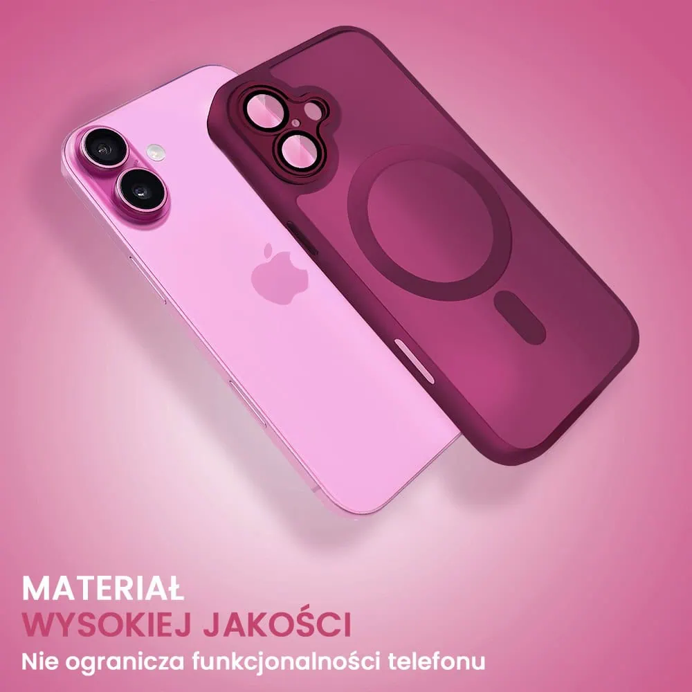 Etui do iPhone 16 Color Flush z Magsafe, z osłoną aparatu, wiśniowe (OUTLET)