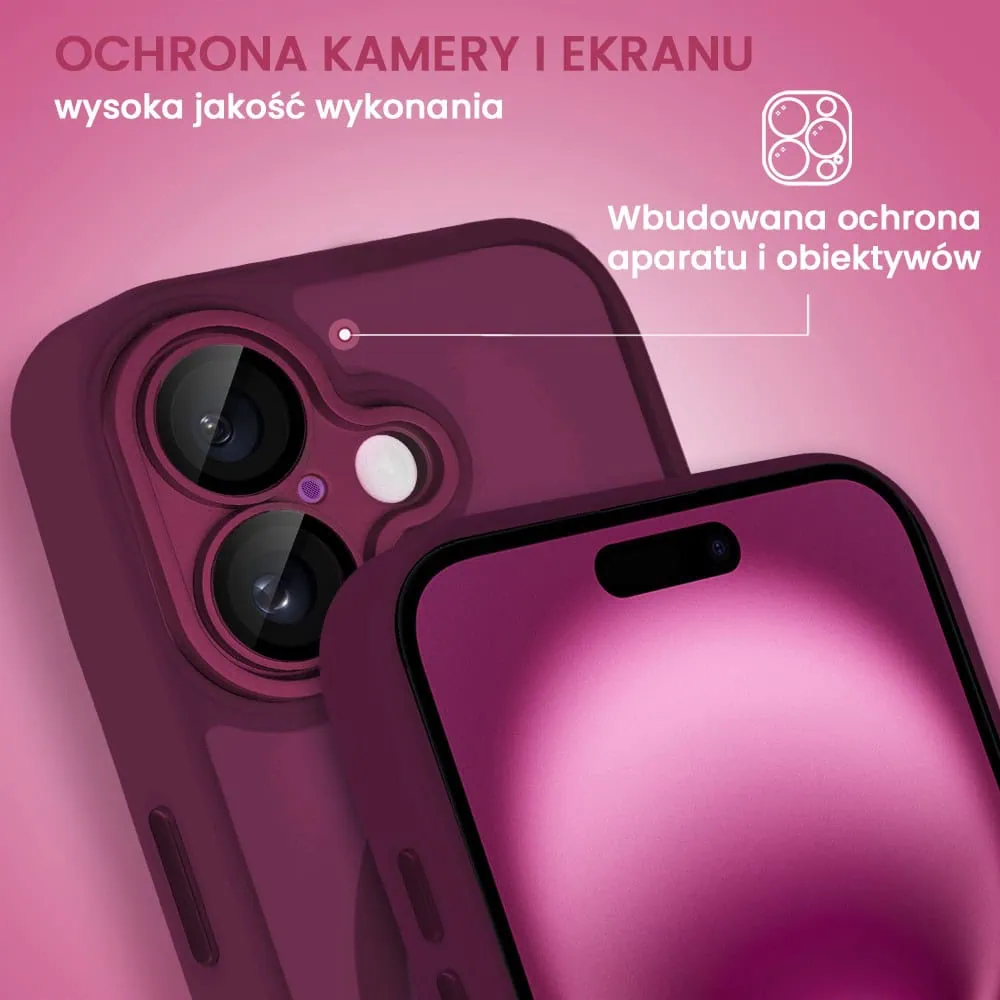 Etui do iPhone 16 Color Flush z Magsafe, z osłoną aparatu, wiśniowe (OUTLET)