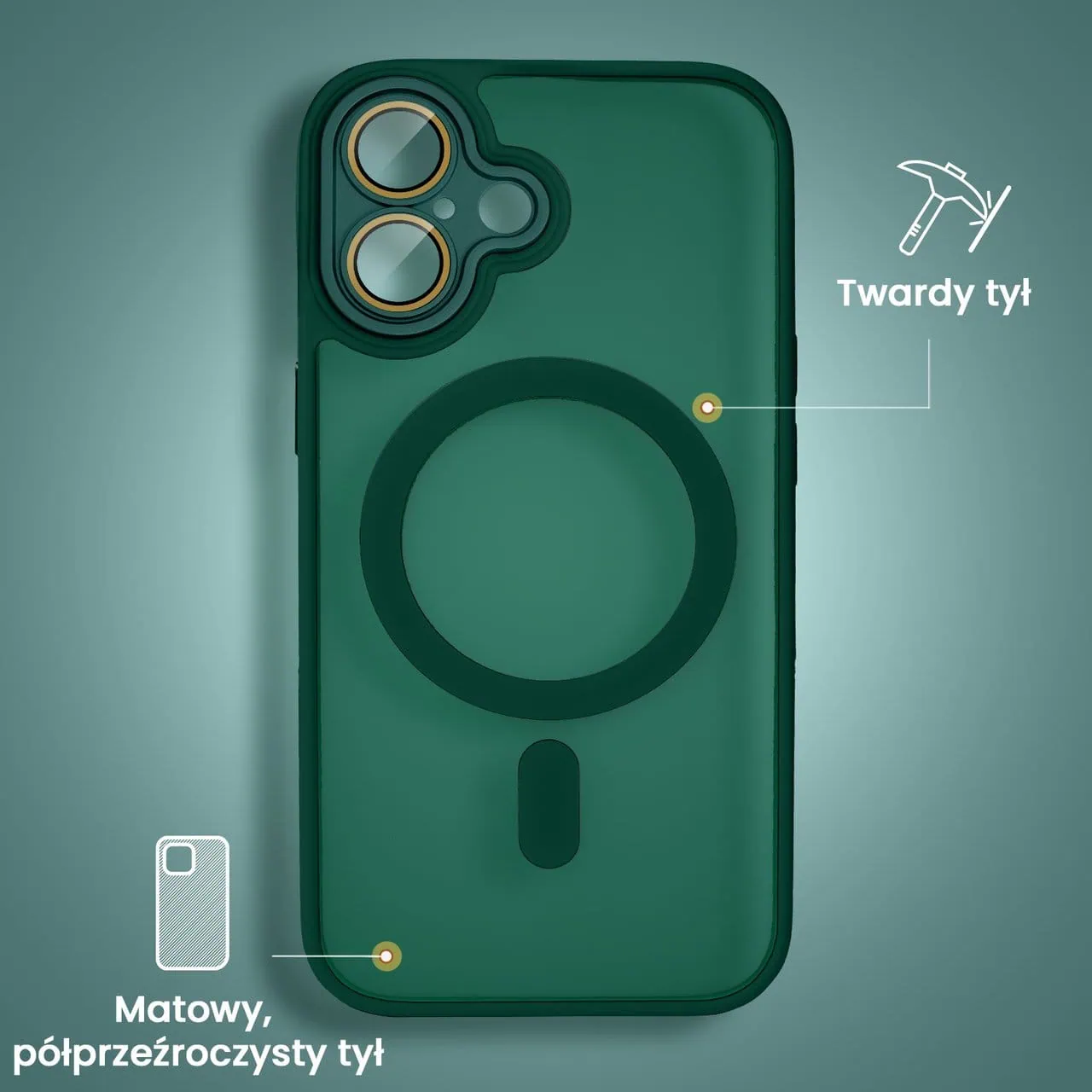 Etui do iPhone 16 Color Flush z MagSafe, z osłoną aparatu, zielone (OUTLET)