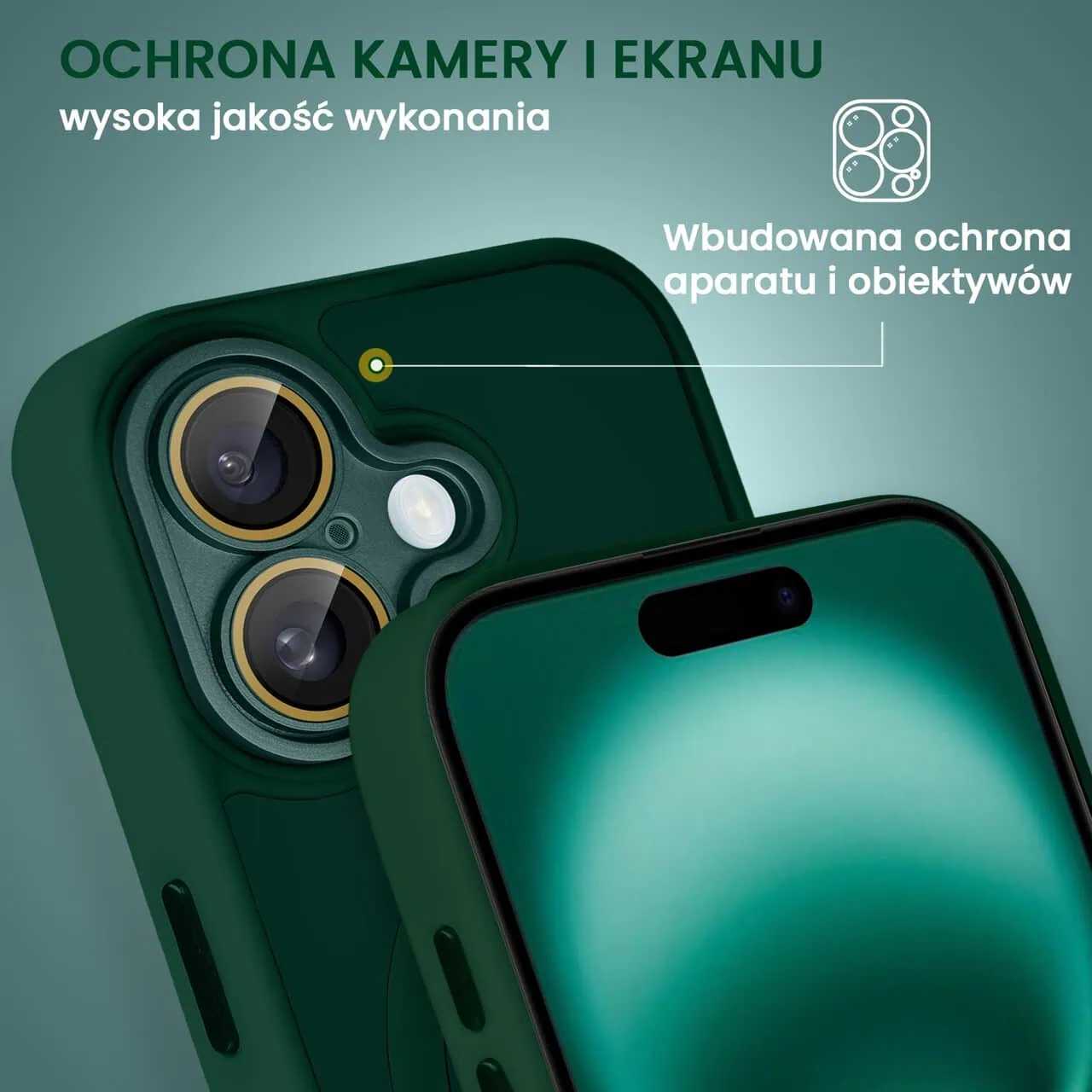 Etui do iPhone 16 Color Flush z MagSafe, z osłoną aparatu, zielone (OUTLET)