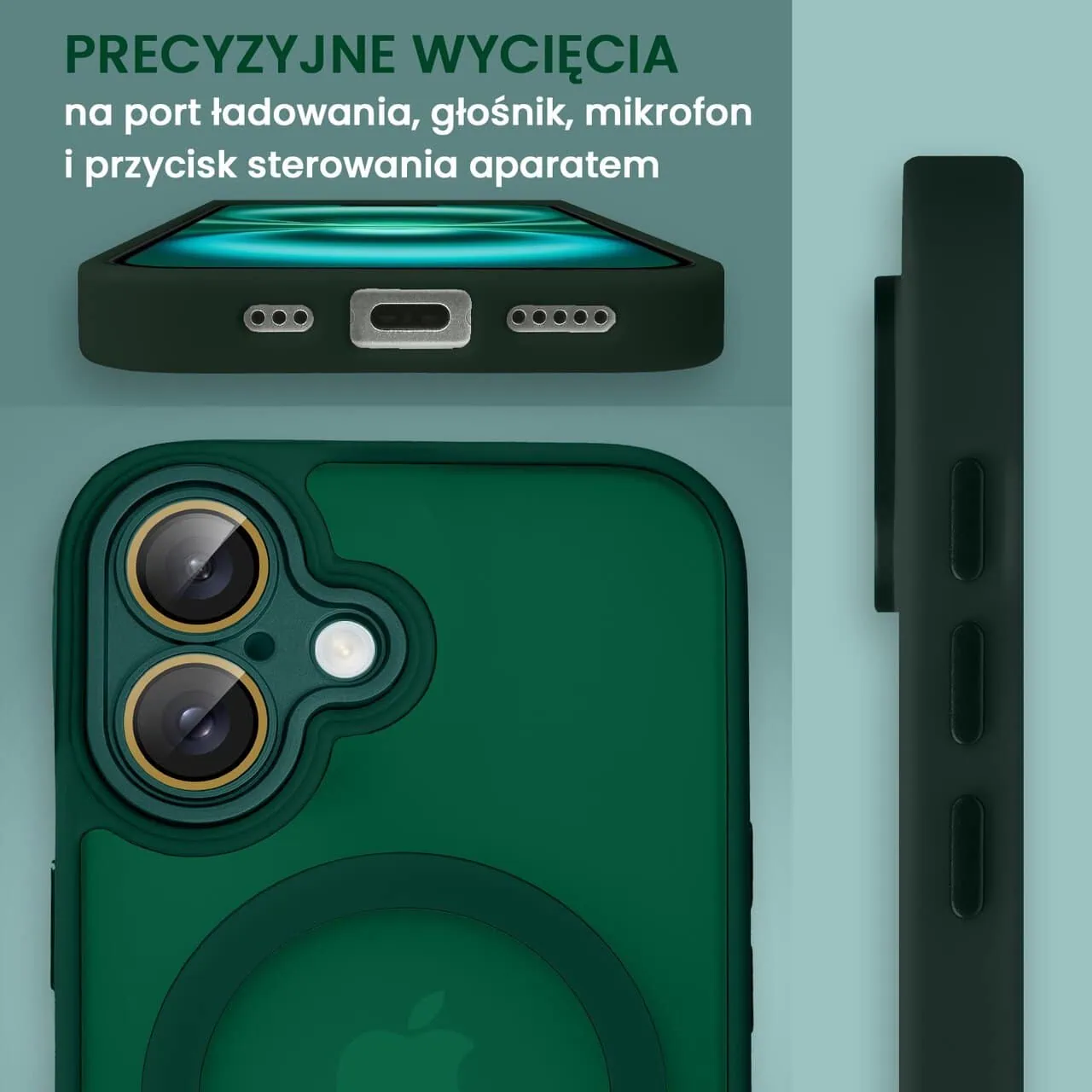 Etui do iPhone 16 Color Flush z MagSafe, z osłoną aparatu, zielone (OUTLET)