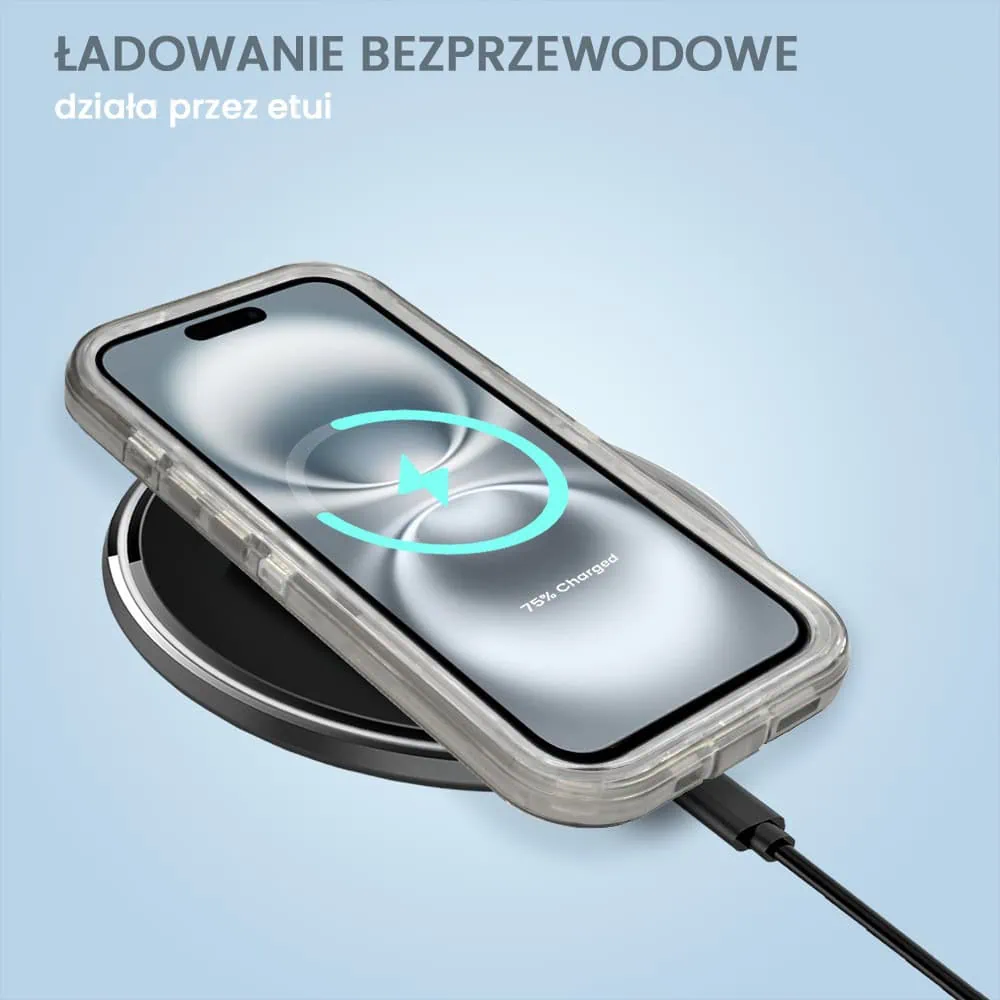 Etui do iPhone 16 Crystal Armor Magsafe, Anti-Drop pancerne 3w1, szary szafir